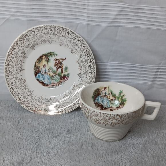 Set of 4 American Limoges Triumph China D'OR IT-S284 Teacup & Saucer Sets 22K - Picture 2 of 15